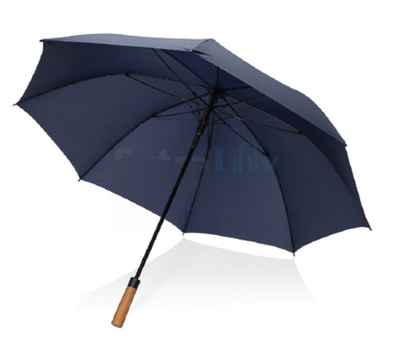 AVTOMATSKI DEŽNIK ODPOREN NA VETER IZ RPET Z RAVNIM ROČ. IZ AKACIJEVEGA LESA