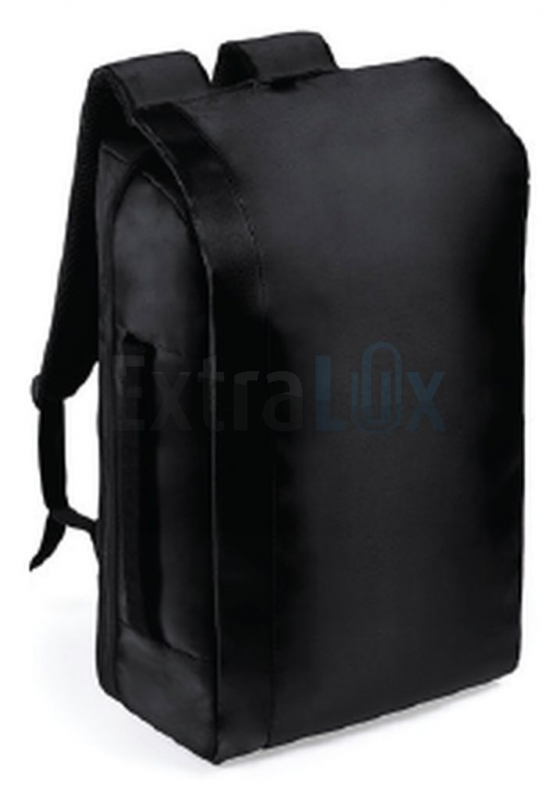 NAHRBTNIK IZ POLIES. Z DETAJLI UMET.USNJA Z ŽEPOM PROTI KRAJI,ZA RAČ.(17˝) IN TABL.(12˝)ČRNA