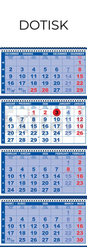 KOLEDAR ŠTIRIDELNI STENSKI ŠPIRALA 2026