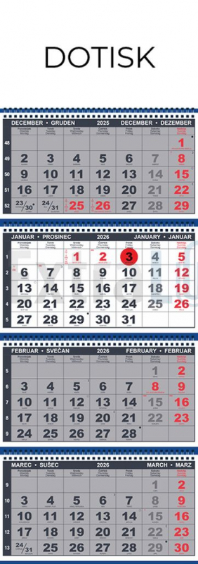 KOLEDAR ŠTIRIDELNI STENSKI ŠPIRALA 2026