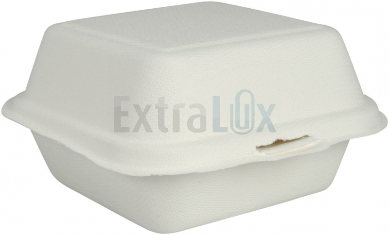 BURGER BOX, SLADKORNI TRS, 15X15X8CM, BEL, 50/1