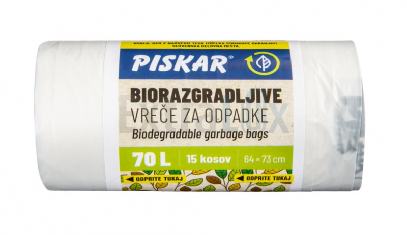 VREČKE ZA SMETI 640x730 70L BIORAZGRADLJIVE 15/1