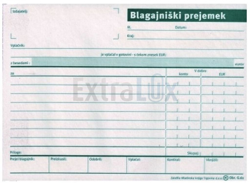 OBRAZEC G.61 BLAGAJNIŠKI PREJEMEK A5 KOPIRNA (E661)