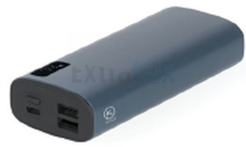 POWER BANK IZ RECIKL. ALU. 10000 mAh 2 USB IZHODA, Tip C VHOD/IZHOD,PRIKAZ STANJA