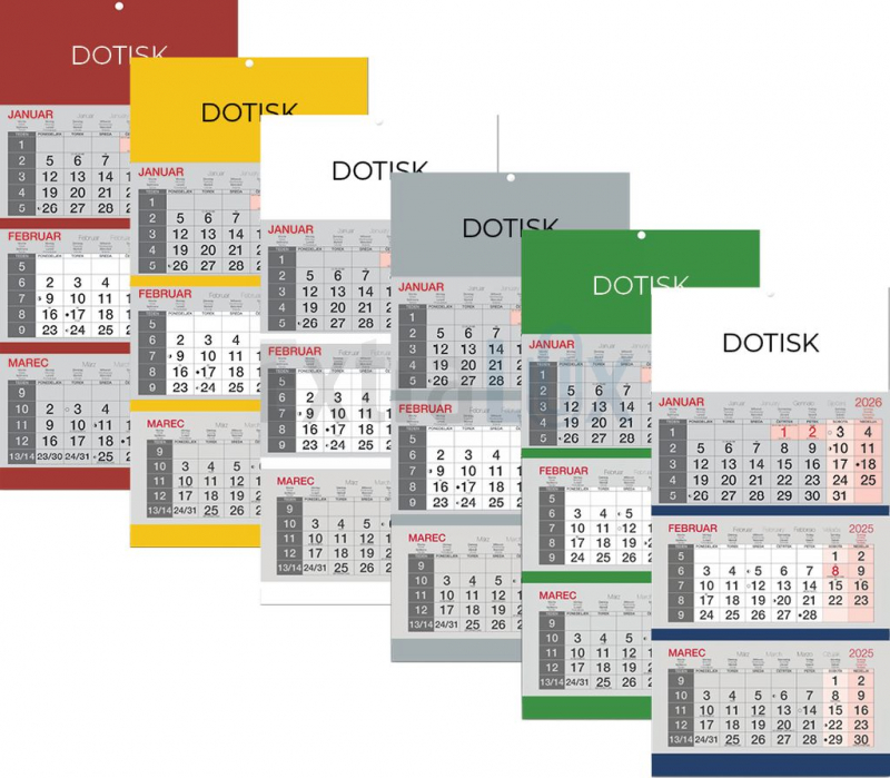 KOLEDAR TRIDELNI POSLOVNI LEPLJEN  2026
