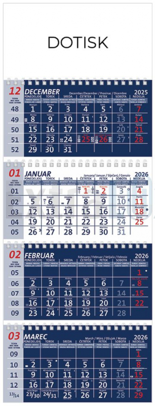 KOLEDAR ŠTIRIDELNI ŠPIRALNI IZI 2026