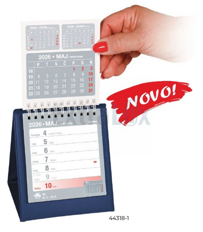 Namizni pokončni koledar Piramida s PVC steno 2026