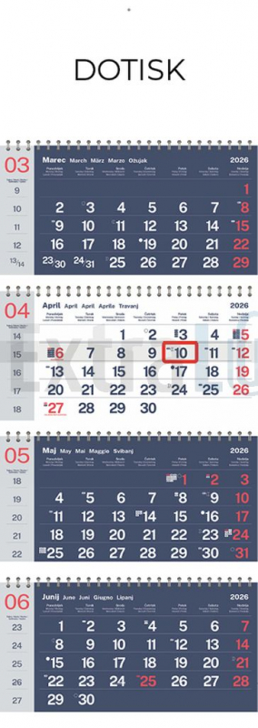 KOLEDAR ŠTIRIDELNI POSLOVNI S ŠPIRALO 2026