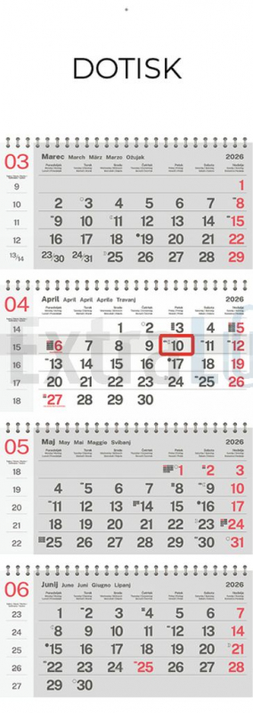 KOLEDAR ŠTIRIDELNI POSLOVNI S ŠPIRALO 2026