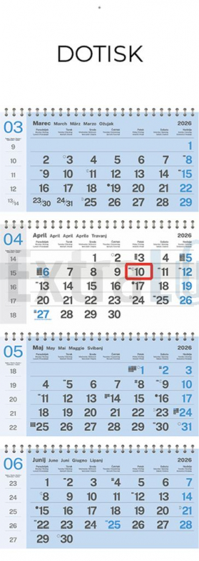 KOLEDAR ŠTIRIDELNI POSLOVNI S ŠPIRALO 2026