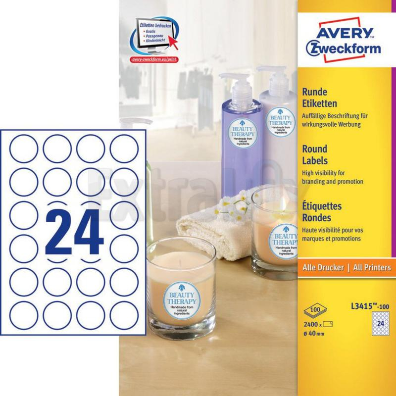 ETIKETE AVERY ZWECKFORM L3415 FI 40MM BELE 100/1
