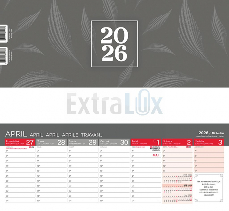 KOLEDAR NAMIZNI LEŽEČI POZITIVNE MISLI  2026