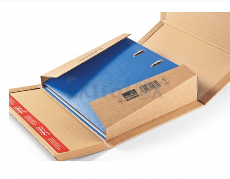 ŠKATLA ZA POŠILJANJE REGISTRATORJEV A4, enojno  lepljenje, 320x290x35-80 mm