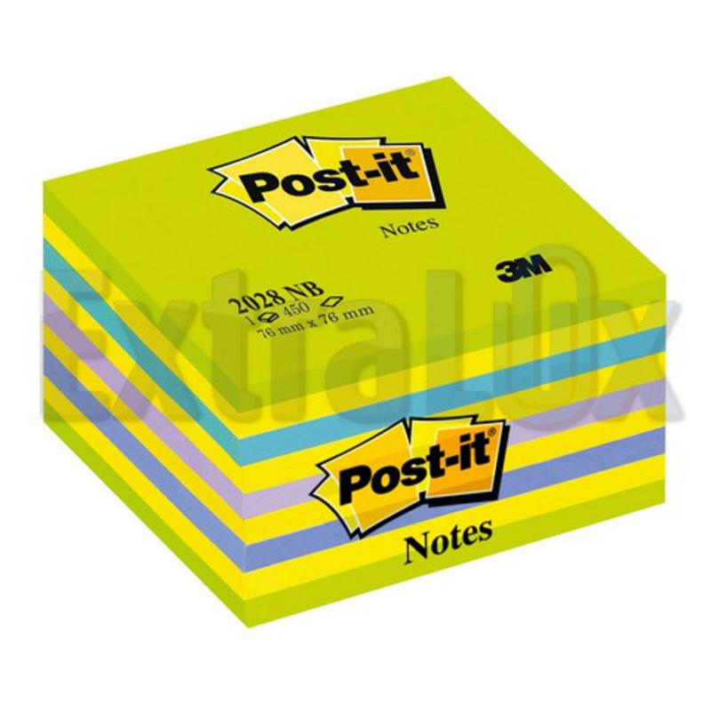 SAMOLEPILNA KOCKA POST-IT 3M 2028-NB 76X76 NEON BARVE 450L