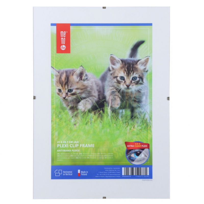 OKVIR ZA SLIKO BREZ OKVIRJA MEMOBE A4 CLIP 21X29,7 PLEKSI STEKLO