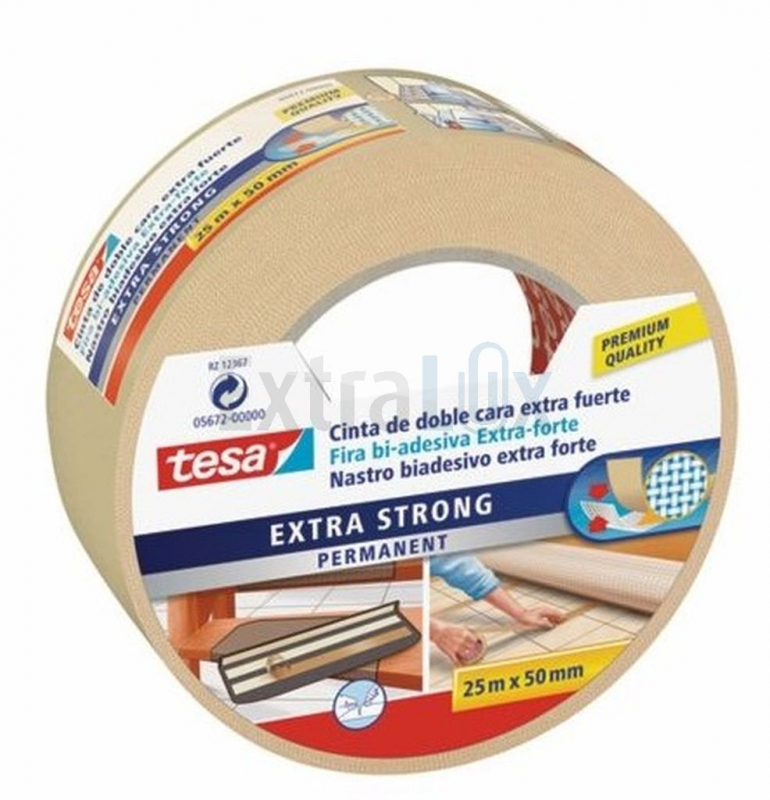 LEPILNI TRAK TESA 25MMX50M OBOJESTRANSKI - TKANINASTI, EXTRA STRONG