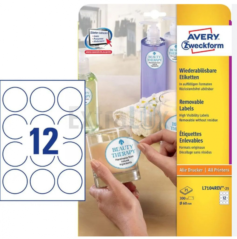 ETIKETE AVERY ZWECKFORM L7104REV-25 FI60 ODSTRANLJIVE 25/1 (300etiket)