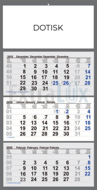 KOLEDAR TRIDELNI  LEPLJEN MODER  2026