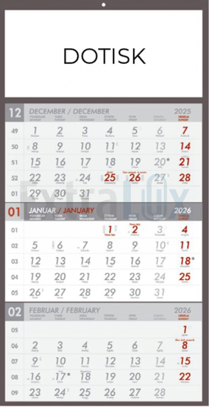 KOLEDAR TRIDELNI LEPLJEN  2026