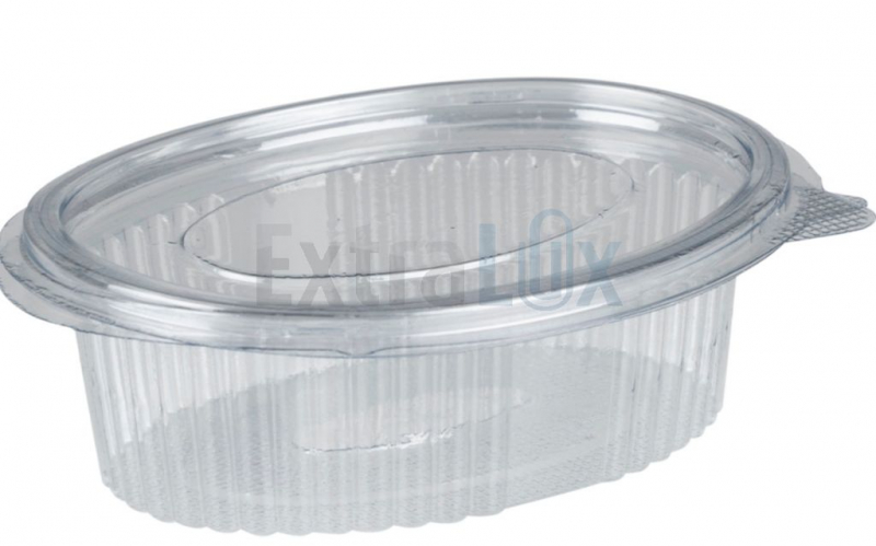 OVALNA POSODA ZA SOLATO S PRIPETIM POKROVOM, RPET, 100ML, 100/1