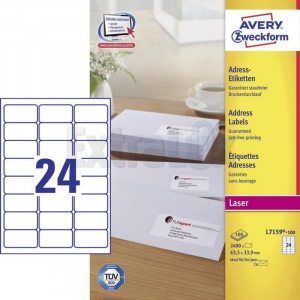 ETIKETE AVERY ZWECKFORM L7159 63,5X33,9 1/100