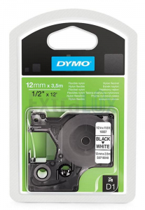 TRAK DYMO D1 12MMX3,5M ČRNA NA BELEM ART.16957 S0718040 NYLON SAMOLEPILNI