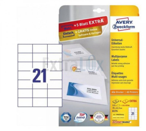 ETIKETE AVERY ZWECKFORM 6174 70X42,3 UNIVERZALNE BELE 1/25