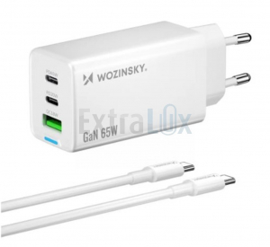 POLNILEC USB HIŠNI WOZINSKY 100-240V, 2XUSB-C 1XUSB-A 65W, GAN S KABLOM USB-C 1, OM(WDCCBC)