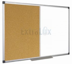 TABLA STENSKA KOMBINIRANA PLUTA/BELA 120X240 Z ALUMINJASTIM OKVIRJEM BI-OFFICE BIXA21031