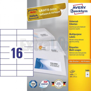 ETIKETE AVERY ZWECKFORM 3484 105X37 1/100