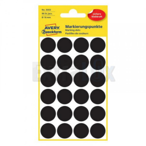 ETIKETE AVERY ZWECKFORM 3003 FI 18MM ČRNE (96 ETIKET)
