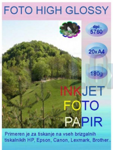 PAPIR FOTO A4 180G INK JET HIGH GLOSSY 1/20