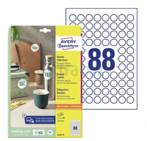 ETIKETE AVERY ZWECKFORM 6222-10 FI20 MM BELE 10/1