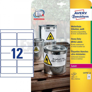 ETIKETE AVERY ZWECKFORM L4776 99,1X42,3 POLIESTER 1/20