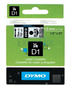 TRAK DYMO D1 12MMX7M ČRNA NA PROZORNEM ART.45010 S0720500