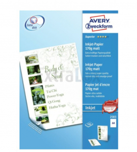 PAPIR FOTO A4 170G AVERY ZWECKFORM 2583 INK JET OBOJESTRANSKI MAT 1/100
