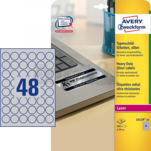 ETIKETE AVERY ZWECKFORM L6129 FI 30MM POLIESTER SREBRNE 1/20