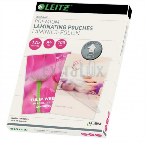 ŽEPKI ZA PLASTIFICIRANJE LEITZ A4 (303X216) 125MIC S SMERNIMI PUŠČICAMI SIJAJ 100/1
