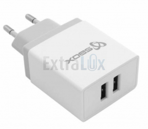 USB PRETVORNIK 220V 2.1A 2XUSB BELI, SBOX (2190003)