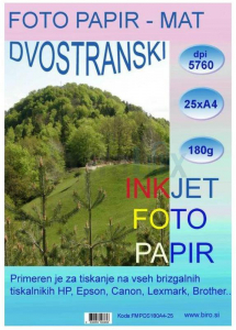 PAPIR FOTO A4 180G INK JET MAT DVOSTRANSKI 1/25