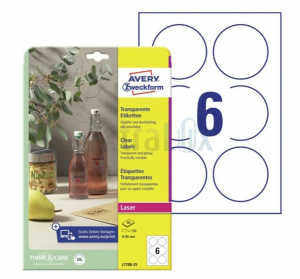 ETIKETE AVERY ZWECKFORM L7788 FI80 SVETLEČE PROZORNE LASER 25/1