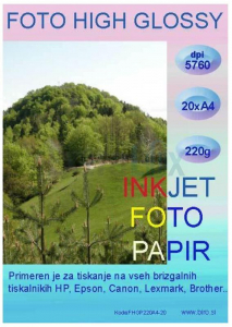 PAPIR FOTO A4 220G ENOSTRANSKI HIGH GLOSSY INK JET 1/20