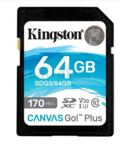 KARTICA SPOMIN. KINGSTON SDHC 64GB 170/70MB/S CANVAS GO PLUS UHS-I U3 V30