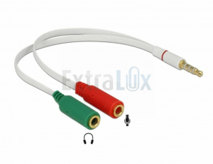 ADAPTER (9701037-65447) AVDIO JACK 3,5M 4.PIN-2X3,5Ž 20CM CTIA DELOCK