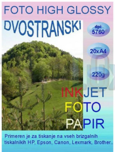 PAPIR FOTO A4 220G INK JET HIGH GLOSSY DVOSTRANSKI 1/20