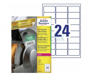 ETIKETE AVERY ZWECKFORM L7912-40 63,5X33,9 POLIESTER BELE IZJEMNO ODPORNE 1/40