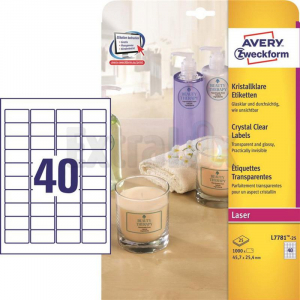 ETIKETE AVERY ZWECKFORM L7781 45,7X25,4 PROZORNE 1/25