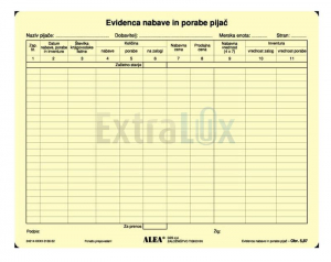 OBRAZEC 5,87 EVIDENCA NABAVE IN PORABE PIJAČ  218X171