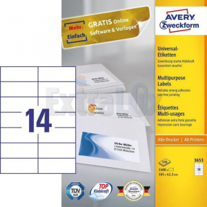 ETIKETE AVERY ZWECKFORM 3653 105X42,3 1/100