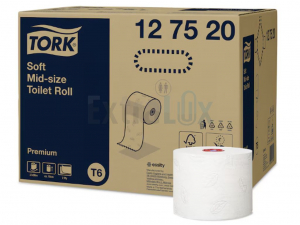 TOALETNI PAPIR DVOSLOJNI MIDI TORK 127520 T6 BEL FI35/132MM 9,9CM/90M ČEP 1/27